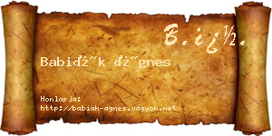 Babiák Ágnes névjegykártya
