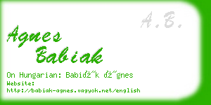 agnes babiak business card